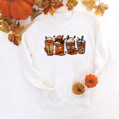 Cămașă cu cafea de toamnă Tricou drăguț de toamnă Cămașă cu condimente de dovleac de Halloween Pulover de toamnă pentru femei Este sezonul Tricou pentru petrecere de Halloween