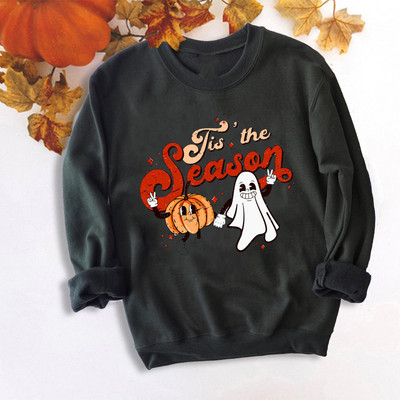 Cămașă cu cafea de toamnă Tricou drăguț de toamnă Cămașă cu condimente de dovleac de Halloween Pulover de toamnă pentru femei Este sezonul Tricou pentru petrecere de Halloween