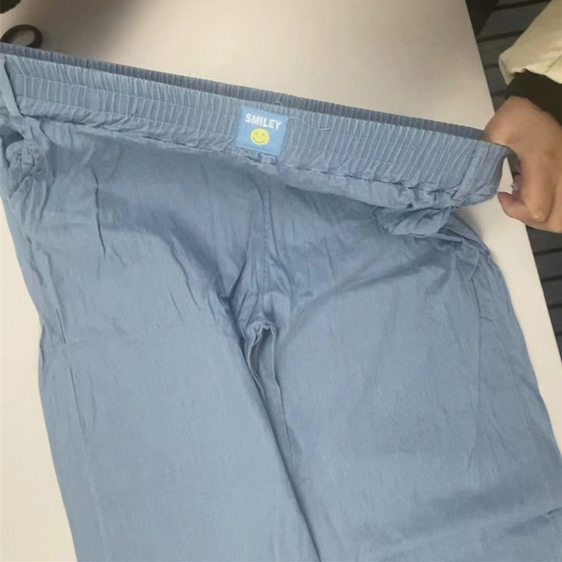 Μπλε τζιν παντελόνι φαρδύ μέχρι τον αστράγαλο Ελαστικό ψηλόμεσο ίσιο τζιν για γυναίκες Oversized 4xl Loose Vaquero Summer Pantalones