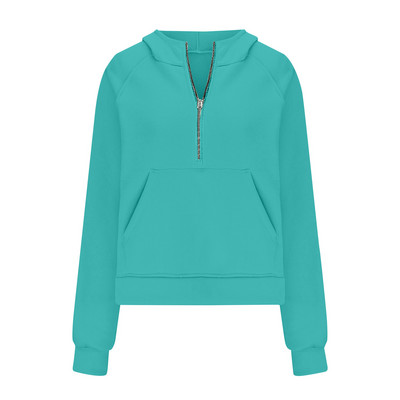 Scuba striukė su puse užtrauktuku su gobtuvu su logotipu Moteriškas sportinis kostiumas šiltas ilgomis rankovėmis Crop Top megztiniai Žiemos sportinis paltas Juokingi gatvės drabužiai