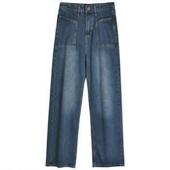 Blue Jeans Γυναικεία Vintage Ψηλόμεση Μόδα High Street Φαρδύ τζιν παντελόνι Καλοκαιρινό ίσιο φαρδύ παντελόνι