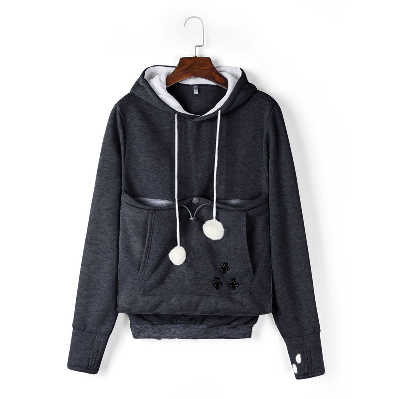 Mados mielas naminių gyvūnėlių laikiklis, gobtuvai, moteriški megztiniai, vyriški unisex kengūra šunų katės maišelis Didelis kišeninis paltas žieminiai kelnaitės