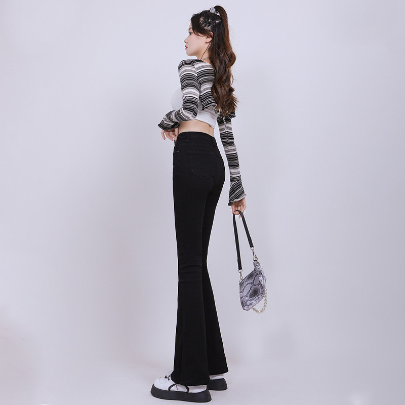 Smeđe traperice Ženske traper hlače Proljeće Jesen Modne ravne retro široke hlače visokog struka Uske korejske ulične