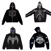 Ženska Y2k modna majica s kapuljačom s kapuljačom i vještim dijamantom, grunge ženska majica s kapuljačom s patentnim zatvaračem, punk Harajuku Gornja odjeća dugih rukava