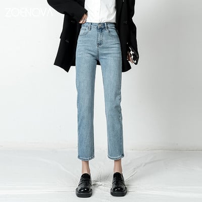 ZOENOVA 2022 Γυναικεία τζιν Vintage Mid Waist Loose Business Office Κομψό γυναικείο παντελόνι ολόσωμο Mom Jean Denim Vaqueros Mujer