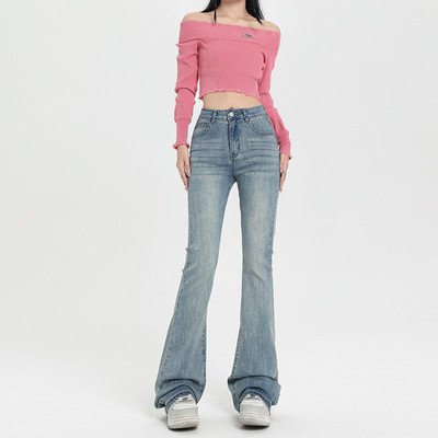 ZOENOVA Φθινοπωρινό Γυναικείο Vintage Τζιν Παντελόνι Flare Μόδα Νέο Casual Streetwear Ψηλόμεσο λεπτό μαλακό παντελόνι μαμά Harajuku Y2K Jeans