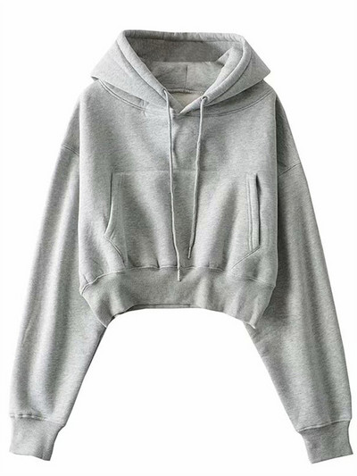 Χειμερινές γυναικείες κουκούλες από μασίφ Fleece Ρούχα με μακρυμάνικο μπλουζάκια με φαρδιά τσέπη Γυναικείο πουλόβερ