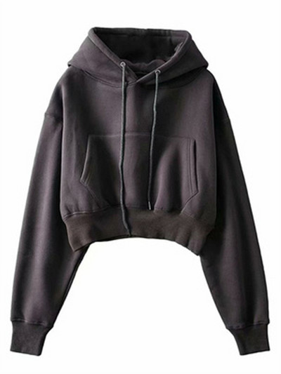 Χειμερινές γυναικείες κουκούλες από μασίφ Fleece Ρούχα με μακρυμάνικο μπλουζάκια με φαρδιά τσέπη Γυναικείο πουλόβερ