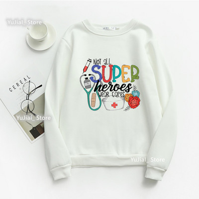 Nursing Is My Heart Nurse Επιστολή εκτύπωσης Γυναικεία φούτερ Φούτερ Harajuku Φθινοπωρινό Χειμερινό μακρυμάνικο Γυναικείο φούτερ με λαιμόκοψη