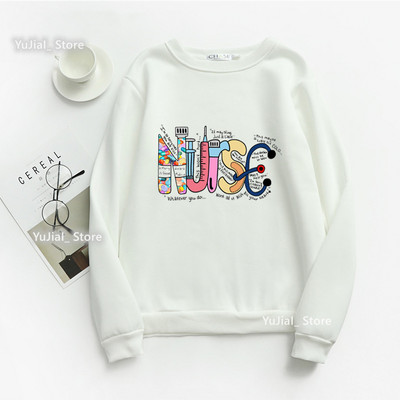 Nursing Is My Heart Nurse Επιστολή εκτύπωσης Γυναικεία φούτερ Φούτερ Harajuku Φθινοπωρινό Χειμερινό μακρυμάνικο Γυναικείο φούτερ με λαιμόκοψη