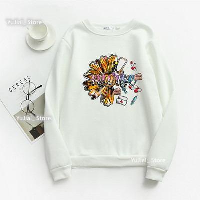 Nursing Is My Heart Nurse Επιστολή εκτύπωσης Γυναικεία φούτερ Φούτερ Harajuku Φθινοπωρινό Χειμερινό μακρυμάνικο Γυναικείο φούτερ με λαιμόκοψη