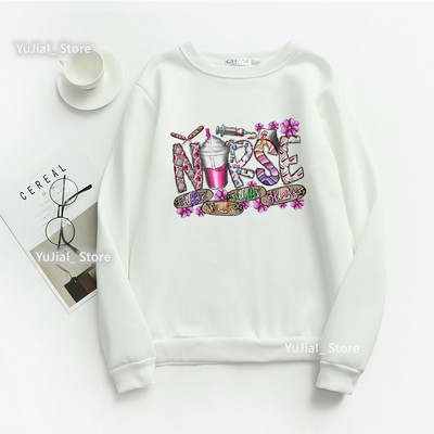 Nursing Is My Heart Nurse Επιστολή εκτύπωσης Γυναικεία φούτερ Φούτερ Harajuku Φθινοπωρινό Χειμερινό μακρυμάνικο Γυναικείο φούτερ με λαιμόκοψη