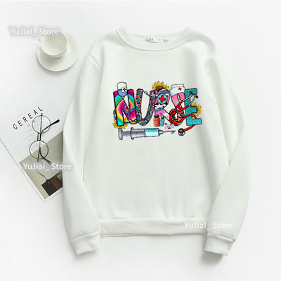 Nursing Is My Heart Nurse Επιστολή εκτύπωσης Γυναικεία φούτερ Φούτερ Harajuku Φθινοπωρινό Χειμερινό μακρυμάνικο Γυναικείο φούτερ με λαιμόκοψη