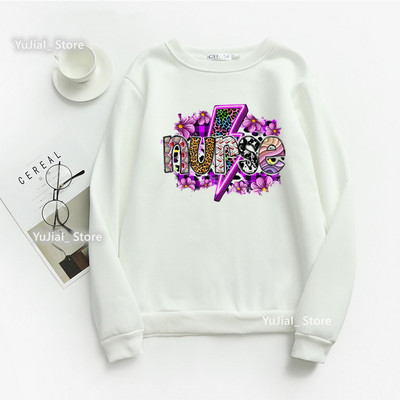 Nursing Is My Heart Nurse Επιστολή εκτύπωσης Γυναικεία φούτερ Φούτερ Harajuku Φθινοπωρινό Χειμερινό μακρυμάνικο Γυναικείο φούτερ με λαιμόκοψη