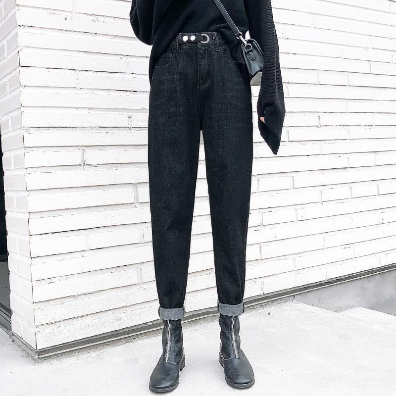 Kõrge vöökoht, sirge naiste teksad püksid naiste tänavarõivastele, lahtised naiste teksapüksid, nööbid, lukuga Naiste teksapüksid 2021