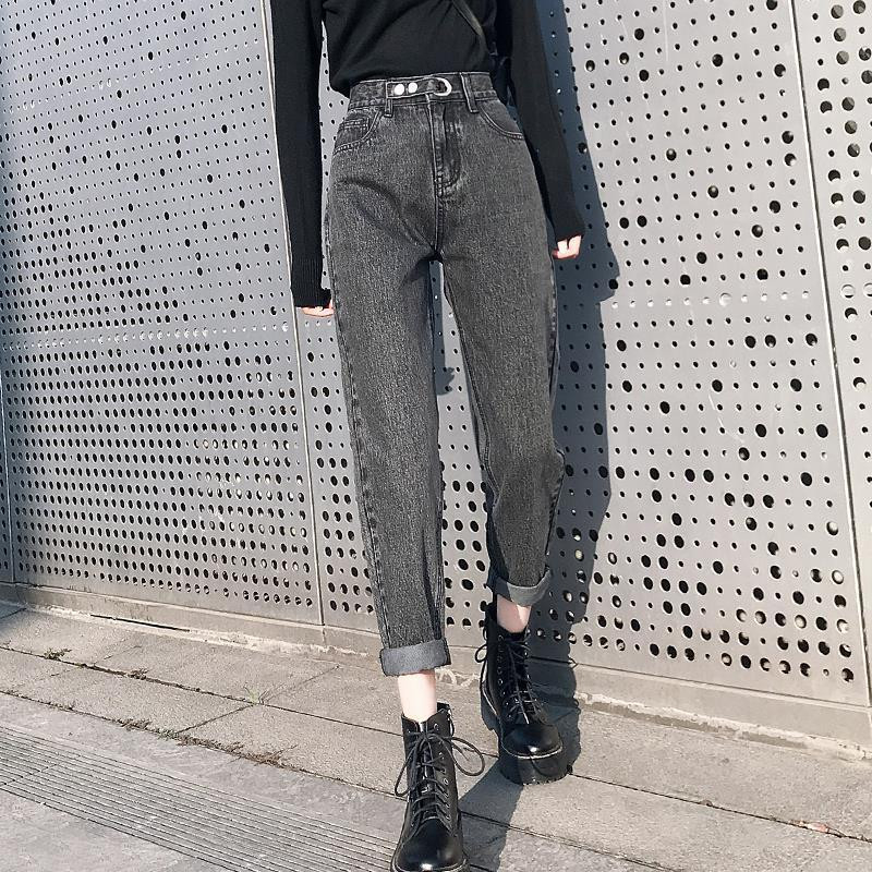 Kõrge vöökoht, sirge naiste teksad püksid naiste tänavarõivastele, lahtised naiste teksapüksid, nööbid, lukuga Naiste teksapüksid 2021