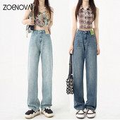 ZOENOVA Νέα Μόδα Σούπερ Μαλακή Στενή Έκδοση Μη ελαστική Ολόσωμη Φαρδιά Φαρδιά Πλυμένο Νοσταλγικό ίσιο τζιν παντελόνι με φαρδύ πόδι