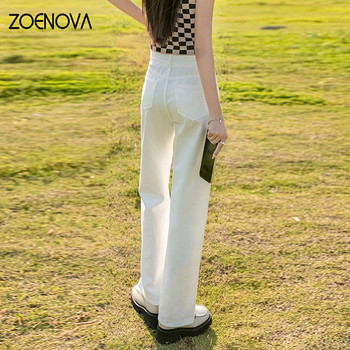 ZOENOVA Wide Leg Jeans Γυναικεία Ανοιξιάτικη Φθινοπωρινή εμφάνιση Λεπτό 2023 Νέο ψηλόμεσο ίσιο χαλαρό ρετρό πλυμένο τζιν παντελόνι σφουγγαρίσματος