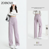 ZOENOVA Candy Pink Green Χρώμα Y2K Ανοιξιάτικο μοντέρνο τζιν High Street Elastic Hotsweet Γυναικείο Παντελόνι Μονόχρωμο Φαρδύ παντελόνι