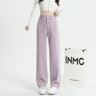 ZOENOVA Candy Pink Green Χρώμα Y2K Ανοιξιάτικο μοντέρνο τζιν High Street Elastic Hotsweet Γυναικείο Παντελόνι Μονόχρωμο Φαρδύ παντελόνι