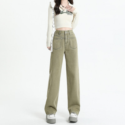 ZOENOVA Candy Pink Green Χρώμα Y2K Ανοιξιάτικο μοντέρνο τζιν High Street Elastic Hotsweet Γυναικείο Παντελόνι Μονόχρωμο Φαρδύ παντελόνι