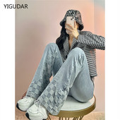 Vibe Button Fly Ženske široke traperice s neobrađenim porubom Jesenske modne ženske traper hlače Jean Femme uske traperice punog struka