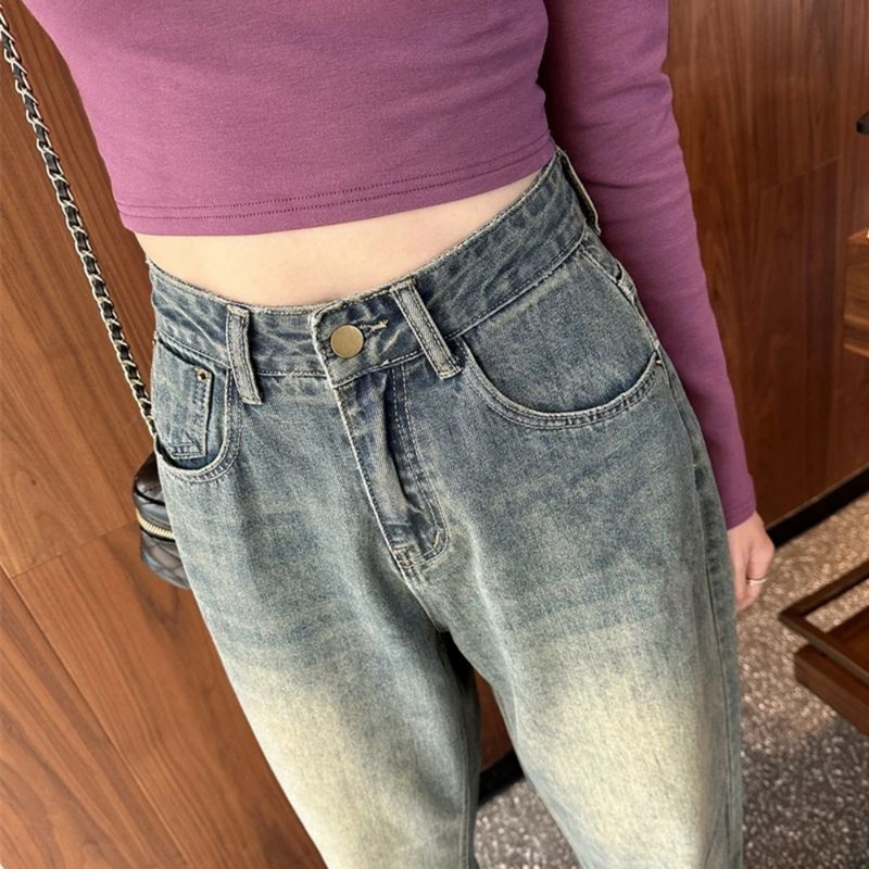 Harlan Jeans naiste kevad uued kõrge vöökohaga õhuke elastne vöökoht avara sirge jalaga isapüksid kottis teksad Naiste slouchy teksad