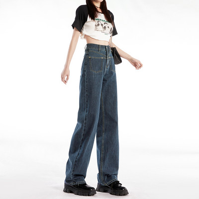 ZOENOVA Y2K Κορεάτικο νέο στιλ γυναικεία μοντέρνα παντελόνια Φαρδιά παντελόνια με φαρδύ ψηλόμεσο Vintage μπλε καυτά τζιν για κορίτσια