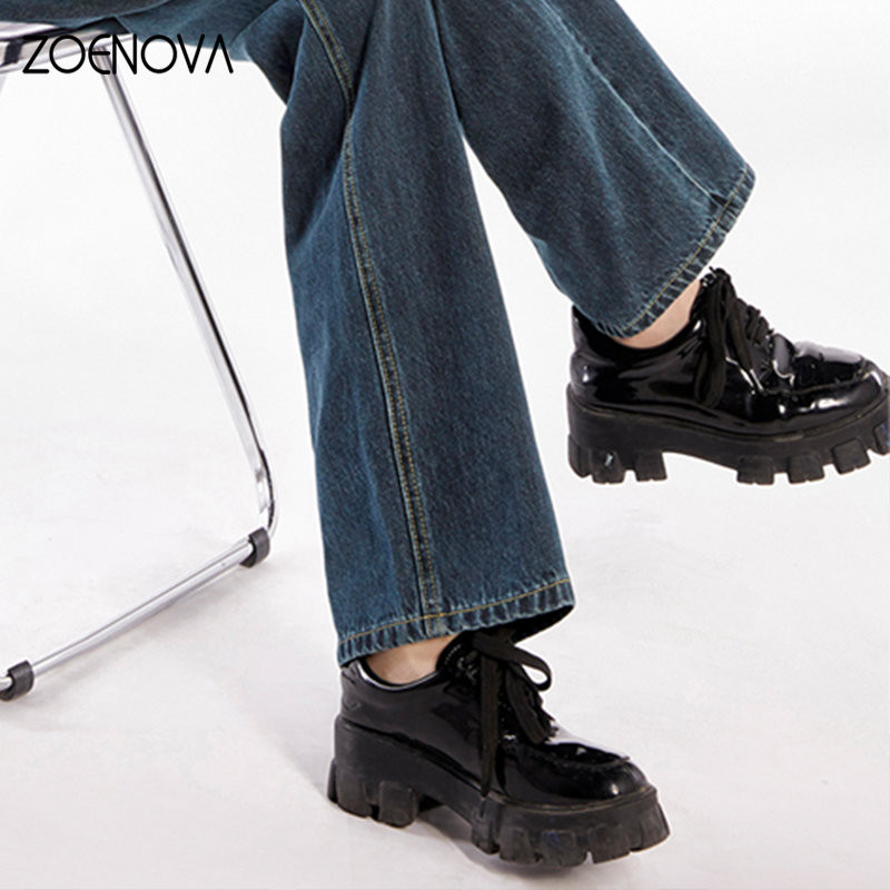 ZOENOVA Y2K Κορεάτικο νέο στιλ γυναικεία μοντέρνα παντελόνια Φαρδιά παντελόνια με φαρδύ ψηλόμεσο Vintage μπλε καυτά τζιν για κορίτσια