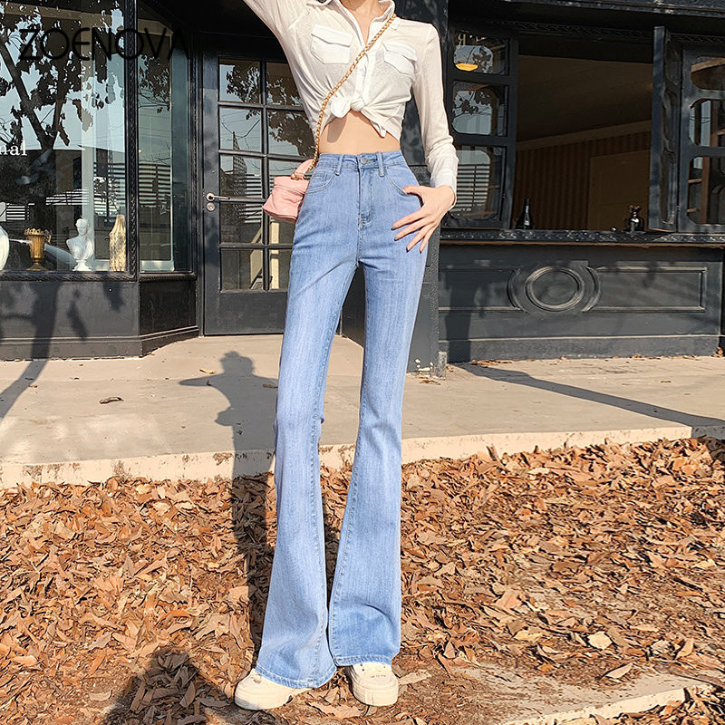 ZOENOVA 2023 Ανοιξιάτικο αμερικανικό Y2K ρετρό παντελόνι σε στυλ Streetwear Ψηλόμεσο παντελόνι με φουσκωτό Strecth Jeans Κομψό, ευέλικτο γυναικείο παντελόνι