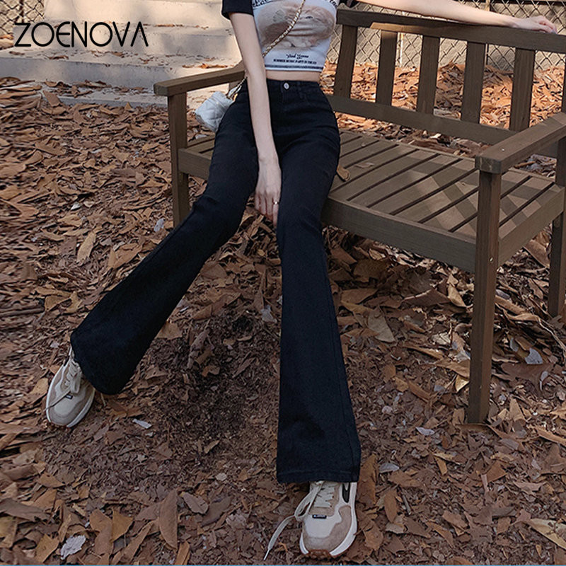 ZOENOVA 2023 Ανοιξιάτικο αμερικανικό Y2K ρετρό παντελόνι σε στυλ Streetwear Ψηλόμεσο παντελόνι με φουσκωτό Strecth Jeans Κομψό, ευέλικτο γυναικείο παντελόνι