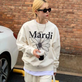 Abrikosų medvilnės korėjietiški stilingi marškinėliai su raidėmis marginti megztiniai, moteriški, moteriški, madingi gatvės drabužiai, megztiniai, žieminiai, laisvi, kasdieniai