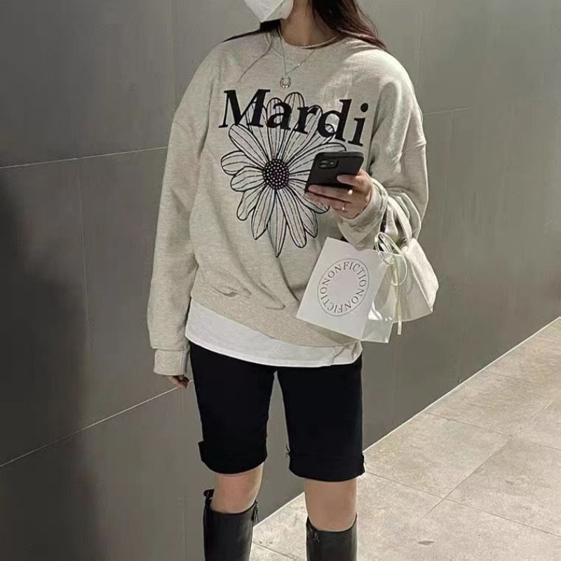 Abrikosų medvilnės korėjietiški stilingi marškinėliai su raidėmis marginti megztiniai, moteriški, moteriški, madingi gatvės drabužiai, megztiniai, žieminiai, laisvi, kasdieniai