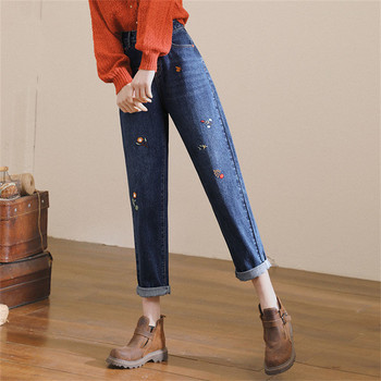 Дамски 2023 г. Нова мода Slim Fit Flare Jeans Vintage Страничен джоб и цип Fly Висока талия Деним Женски панталон до глезена pantalon homme