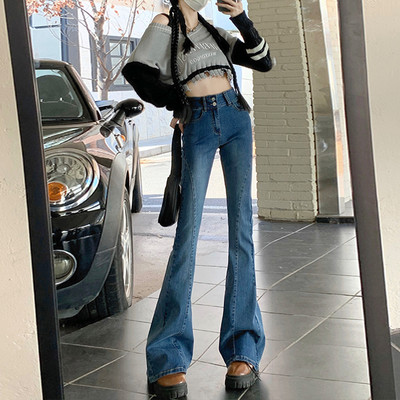 ZOENOVA Y2k Women Hot Δημοφιλές ολόσωμο φαρδύ παντελόνι Jean Spring Retro Flare Vintage μαύρο μπλε τζιν φαρδύ casual παντελόνι