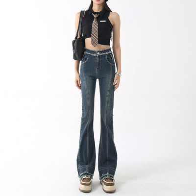 ZOENOVA Άνοιξη 2023 Γυναικεία Unique Micro Flare Retro Jeans Ρετρό ψηλόμεση γυναικεία ρούχα φαρδύ παντελόνι με φαρδύ πόδι Y2K Streetwear