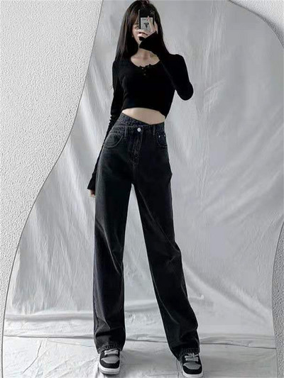 2022 γυναικείο τζιν ψηλόμεσο y2k Γυναικείο τζιν με φαρδύ πόδι φαρδύ γυναικείο τζιν τζιν Παντελόνι τζιν παντελόνι για μαμά τζιν παντελόνι