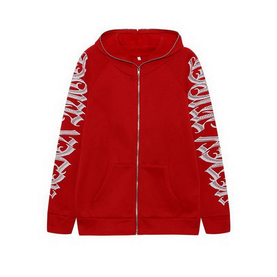 Γυναικείες μπλούζες με φερμουάρ με κουκούλα streetwear με στάμπα μακρυμάνικα φούτερ Gothic Punk Y2k Φθινοπωρινά χειμερινά γυναικεία μπουφάν με κουκούλα