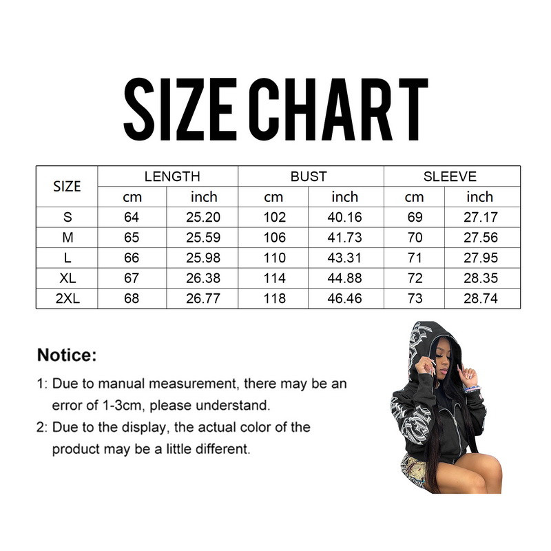 Γυναικείες μπλούζες με φερμουάρ με κουκούλα streetwear με στάμπα μακρυμάνικα φούτερ Gothic Punk Y2k Φθινοπωρινά χειμερινά γυναικεία μπουφάν με κουκούλα
