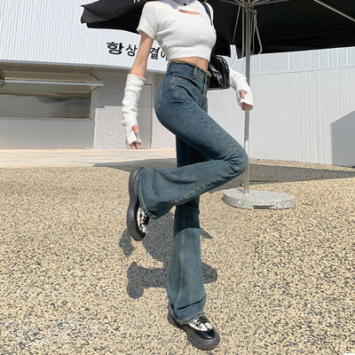 ZOENOVA High Strecth 2023 Άνοιξη Χαλαρό Ολόσωμο Τζιν Μπλε Μαύρο Vintage Φαρδύ Παντελόνι Flare Κορεατικής μόδας Τζιν παντελόνι