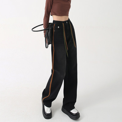 ZOENOVA Y2K 2023 American Retro Straight Tube Φαρδύ παντελόνι στο πόδι Πράσινο δέσιμο με λωρίδες τζιν σε όλο το μήκος Κομψό παντελόνι Streetwear