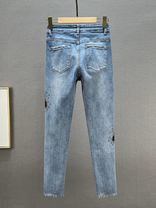 Πουλιέρες πεταλούδα Τζιν Γυναικεία Bling Bling Άνοιξη Φθινόπωρο Γυναίκα Ψηλόμεση Μολύβι Τζιν παντελόνι