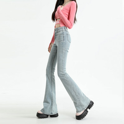 ZOENOVA Y2K 2023 Ψηλόμεση Flare Τζιν Streetwear Skinny Woman's Pants Elastic Force Lady Vintage Chic Design Φαρδύ παντελόνι