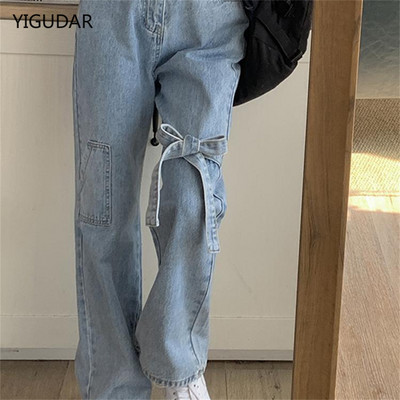 Blugi y2k Blugi de damă Pantaloni de denim Pantaloni cargo cu șnur cu rumeni Pantaloni de femei Pantaloni de femei Streetwear Blugi anii 90 blugi cu talie înaltă