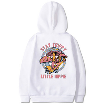 Stay Trippy Little Hippie Sweatshirt Суичър с качулка Mushroom Суичъри с качулка Ретро хипи суичъри Nature Lover Пуловер Растителни дрехи