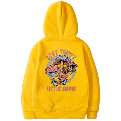 Stay Trippy Little Hippie dressipluus Hoodie Mushroom Kapuutsiga dressipluusid Retro Hipi kapuutsid Looduse armastaja Pullover Taimerõivad