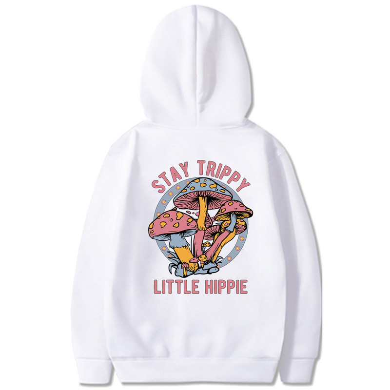 Stay Trippy Little Hippie Φούτερ Φούτερ με κουκούλα με μανιτάρια Retro hippie φούτερ Nature Lover πουλόβερ φυτικά ρούχα