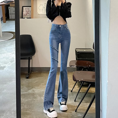 2023. aasta uued naiste elastsed kõrge vöökohaga kitsad teksad Moodsad naiste ühevärvilised taskumoodsed teksad Slim Fit Stretch Denim Pant y2k