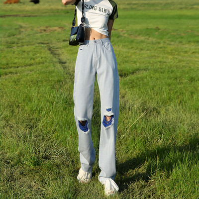 ZOENOVA 2023 Loose Straight Cut Torn Slim Fit Fashion Color Series Ripped Wide Leg Streetwear Hotsweet More Than A Pocket Pants