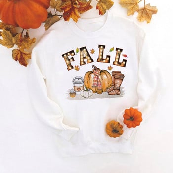 Hello Pumpkin Print Суитшърт Thankful Grateful Blessed Hoodie Дамска мода Пуловер за Деня на благодарността Streetwear Дрехи за Хелоуин